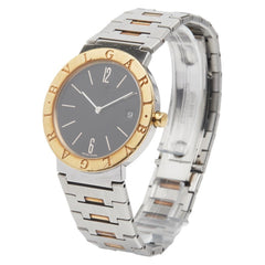 BVLGARI Men's Watch BB33SGD Quartz Black Dial Stainless Steel Yellow Gold Two-Tone — Good