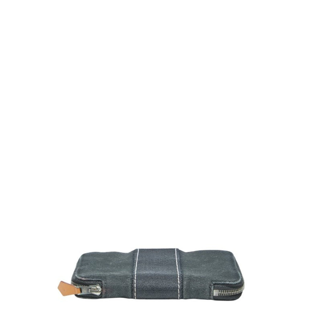 Hermes Hermès Deauville Purse PM Zip-Around Bifold Wallet in Black Canvas for Women