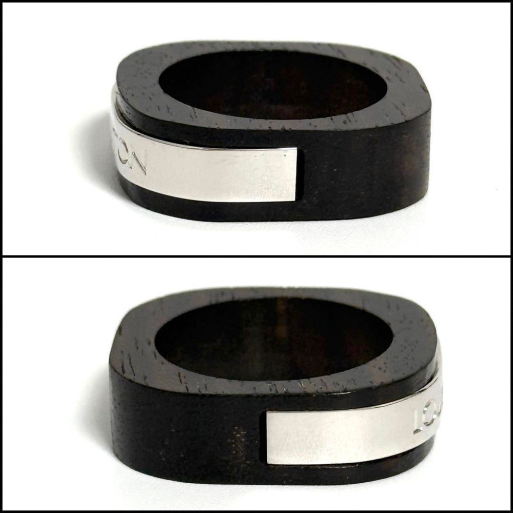 Louis Vuitton Men's Wood and Metal Square Ring — Like New