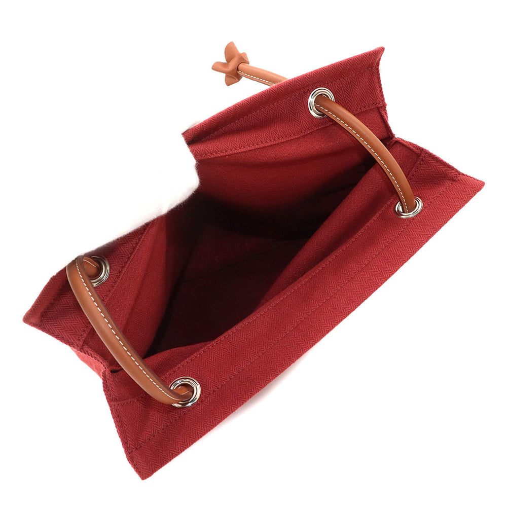 Hermes Sac Aline MM Shoulder Handbag, Toile Chevron Swift Leather, Rouge H Gold, B Stamp — Like New