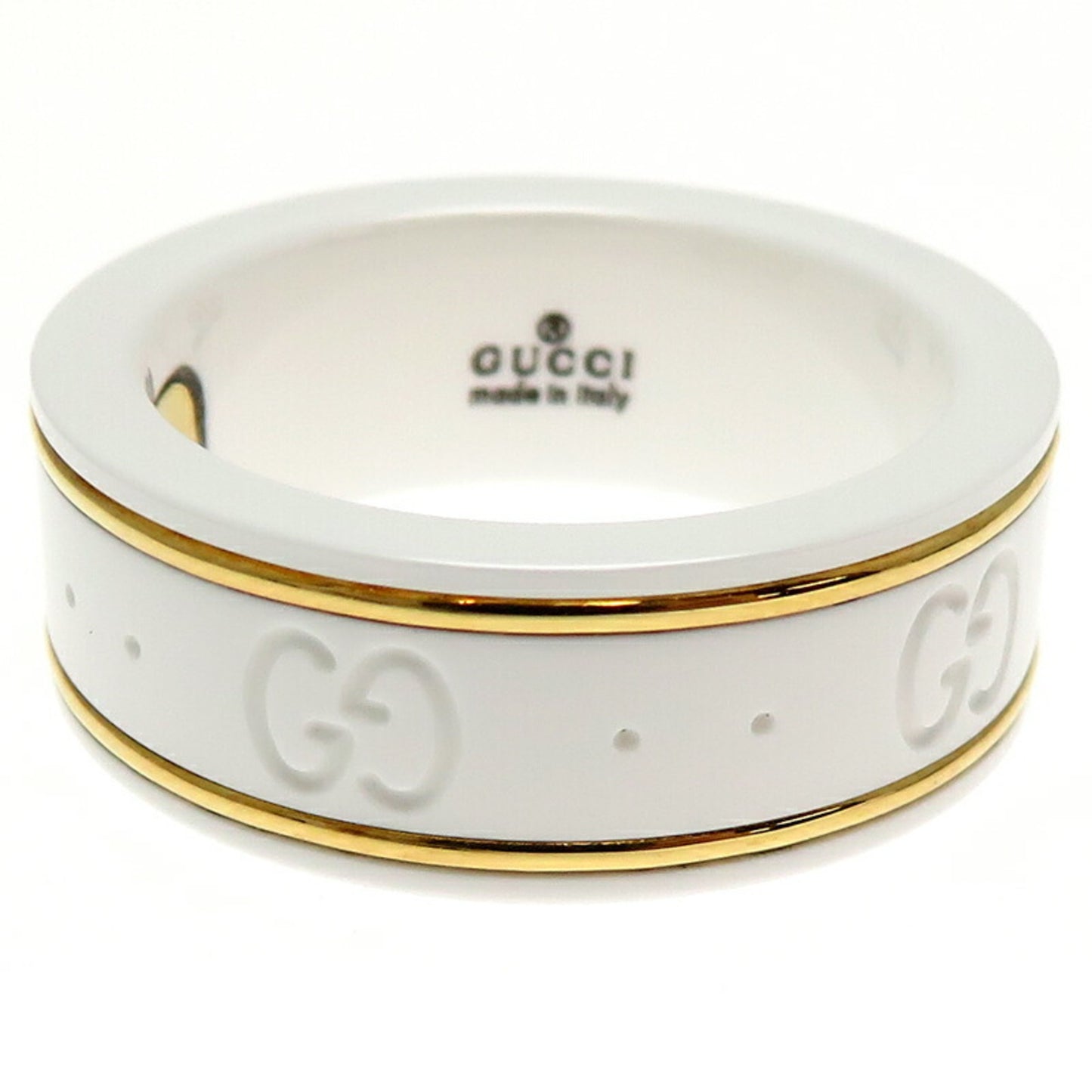 Gucci Icon Women's Ring, White Ceramic, Size 8