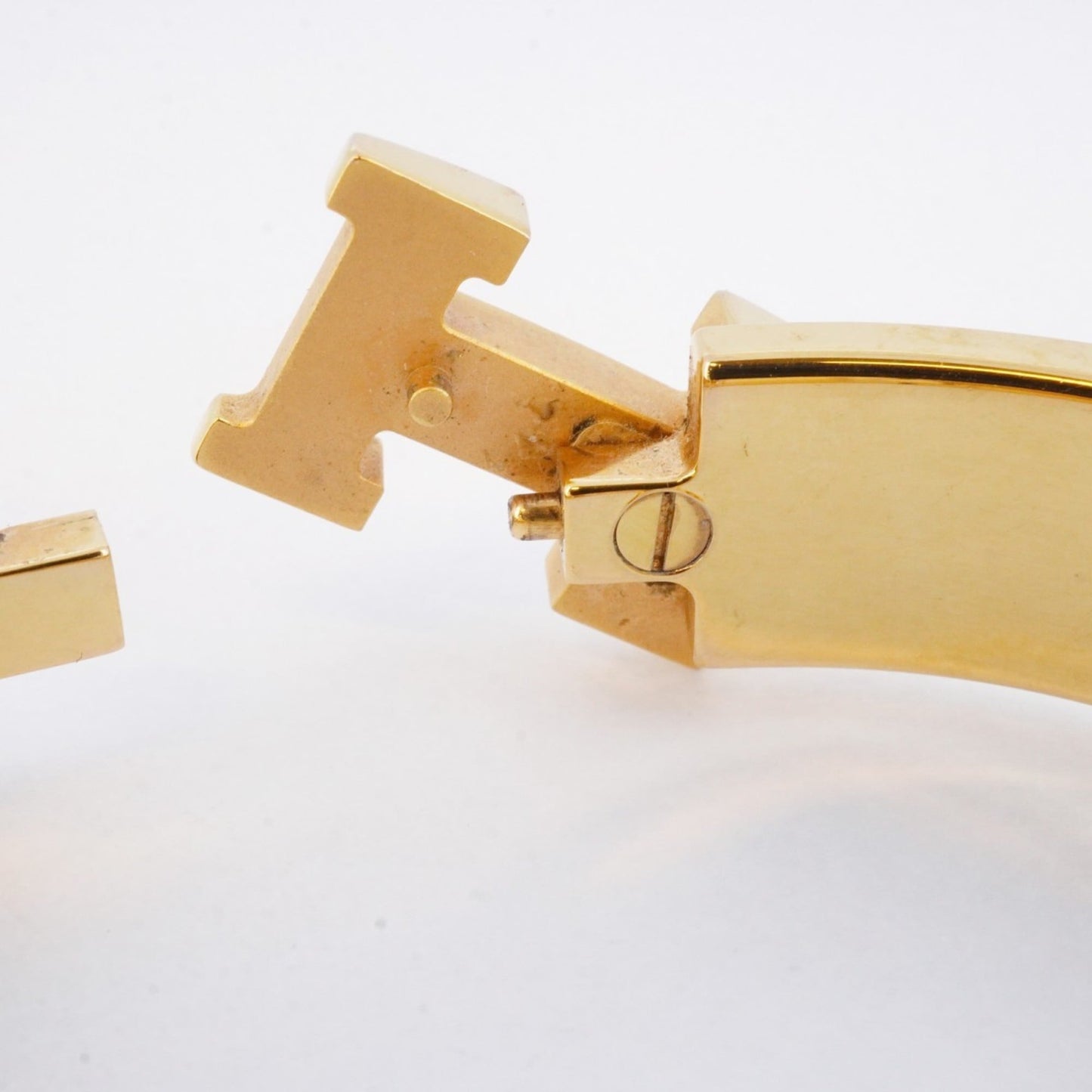 Hermes Click Cluck PM Bangle in GP-plated Gold and White for Women