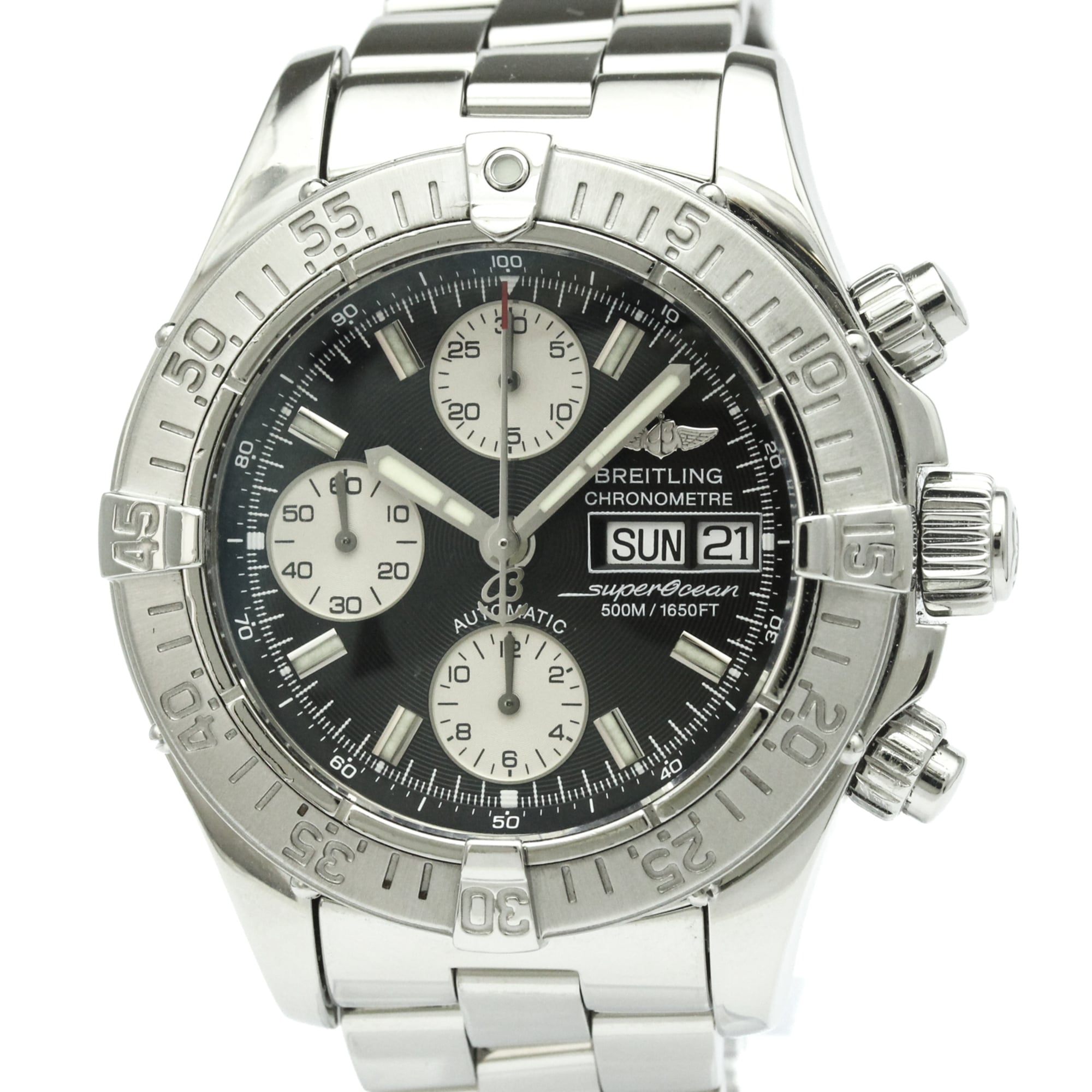 BREITLING Chrono Super Ocean Steel Automatic Mens Watch A13340 Polished — Very Good