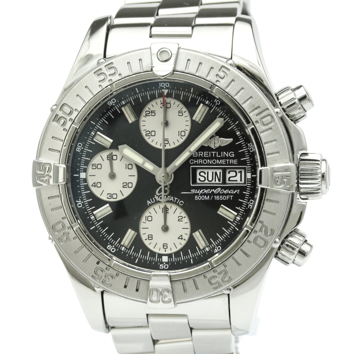 BREITLING Chrono Super Ocean Steel Automatic Mens Watch A13340 Polished — Very Good