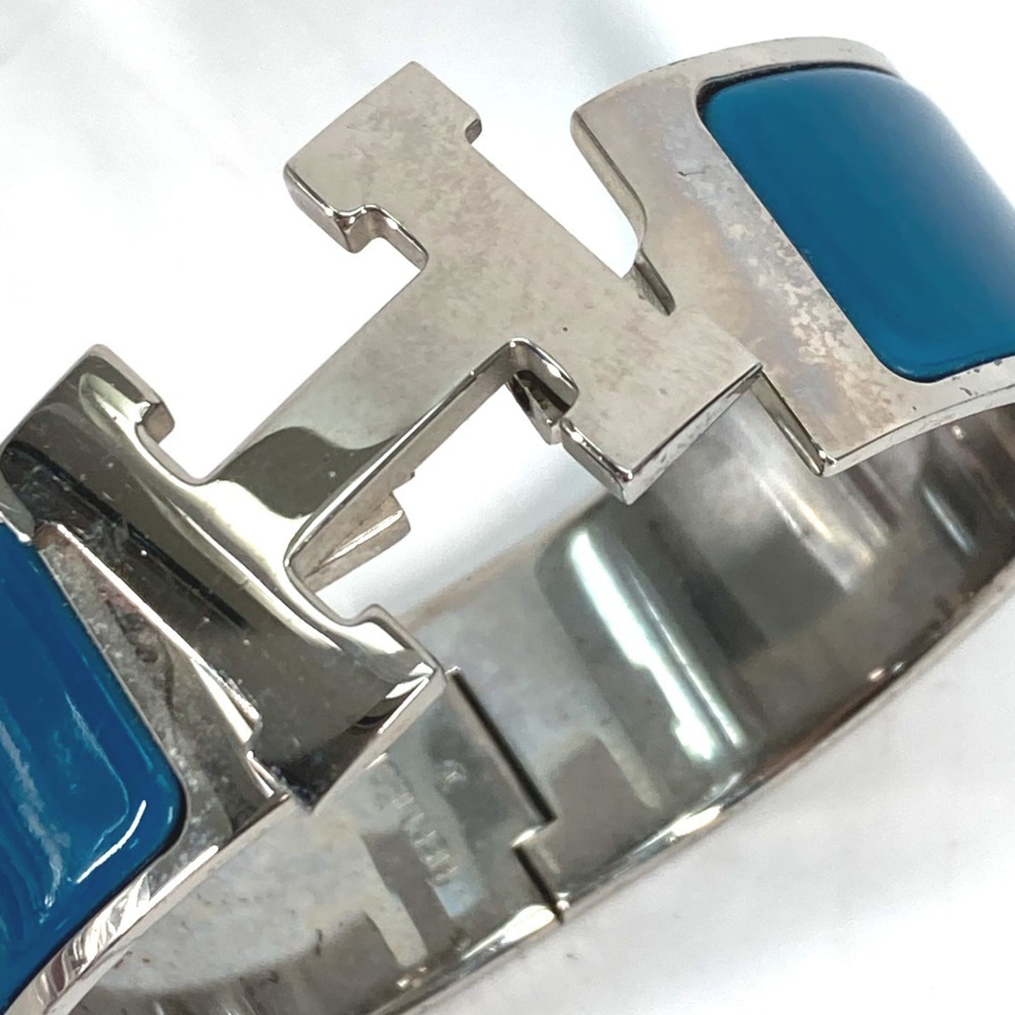 HERMES Click Clack GM Bracelet, Metal Bangle, Women's, Blue
