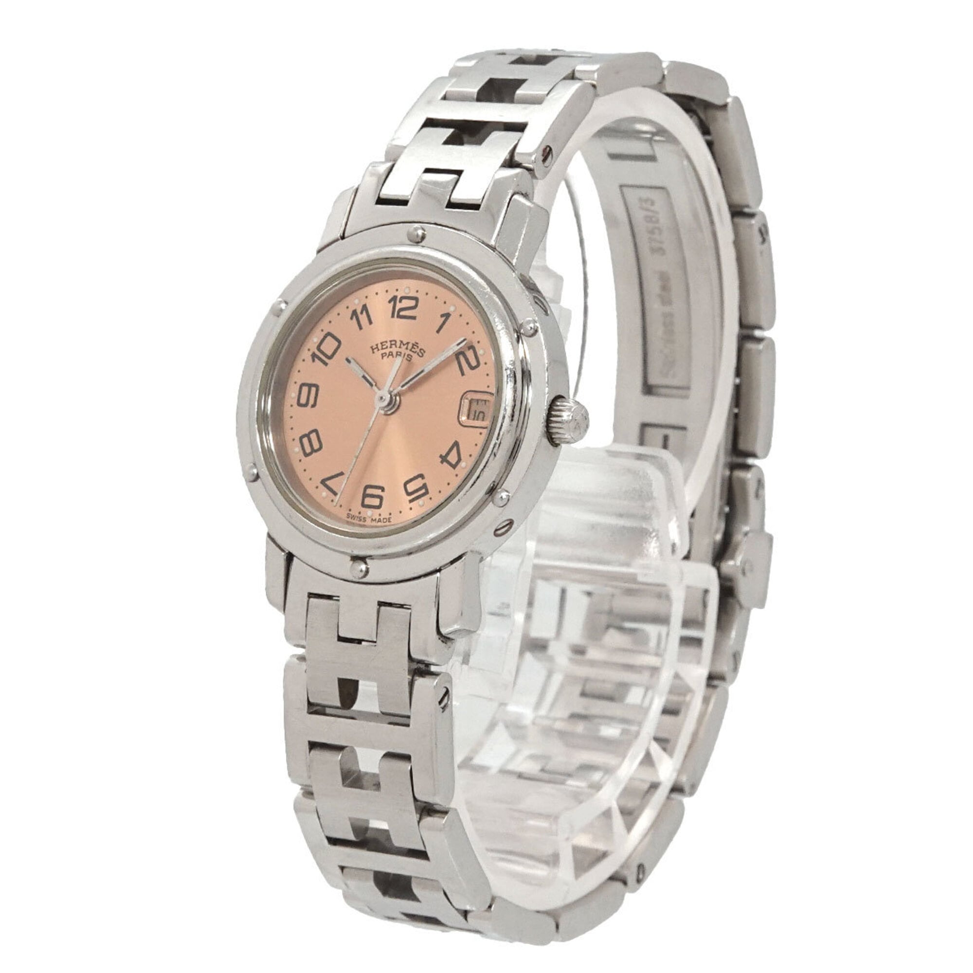 Hermes Clipper CL4 210 Women's Watch, Date Display, Pink Quartz Watch — Very Good