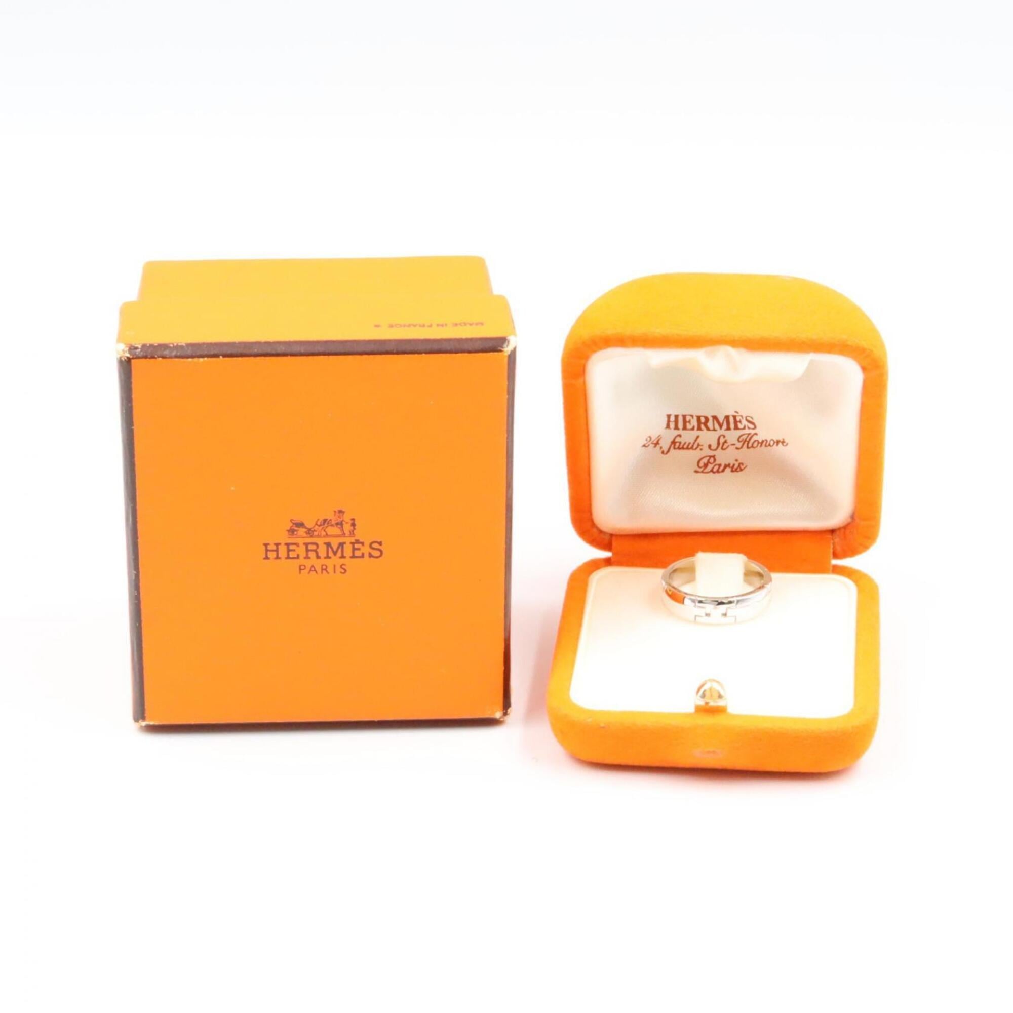 Hermes Hercules Ring, 18K White Gold (18KWG), Women's, Silver Tone — Like New