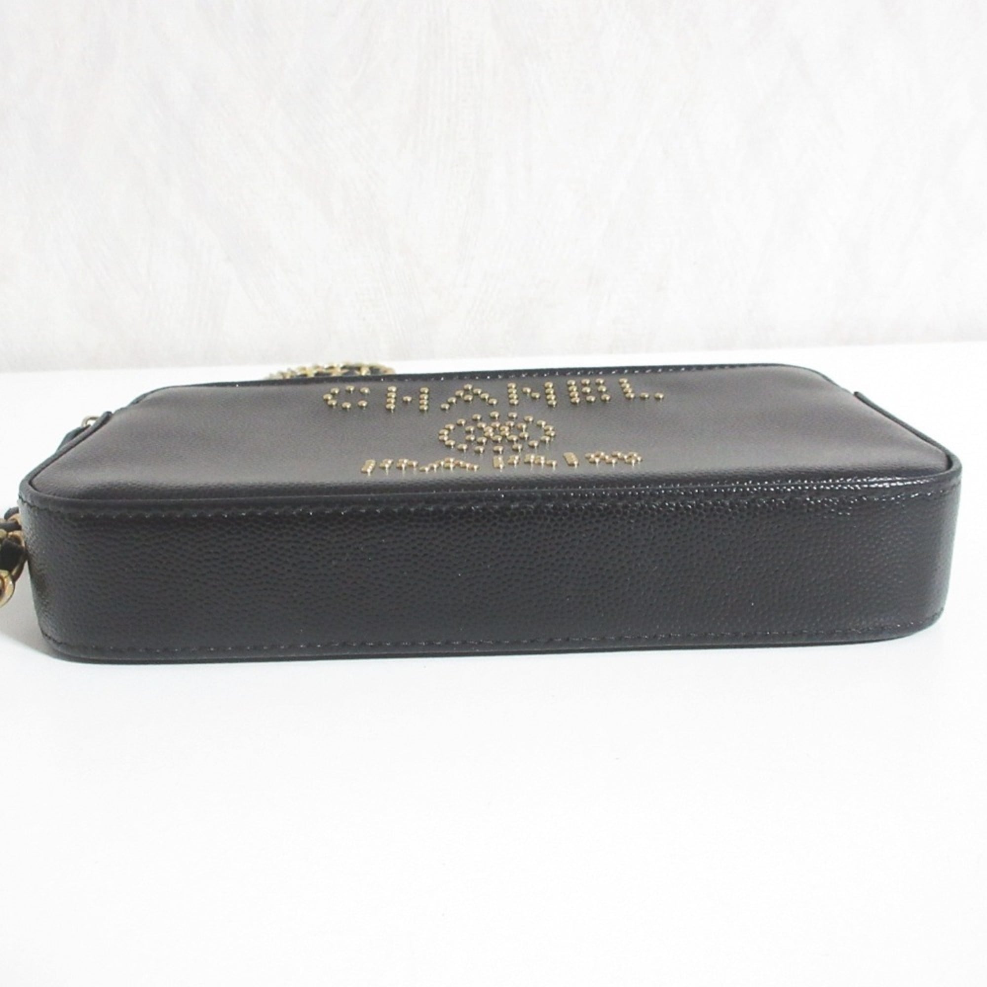 CHANEL Deauville Caviar Skin Wallet Chain Shoulder Bag Black Women's — Like New