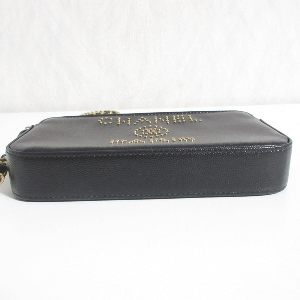 CHANEL Deauville Caviar Skin Wallet Chain Shoulder Bag Black Women's — Like New