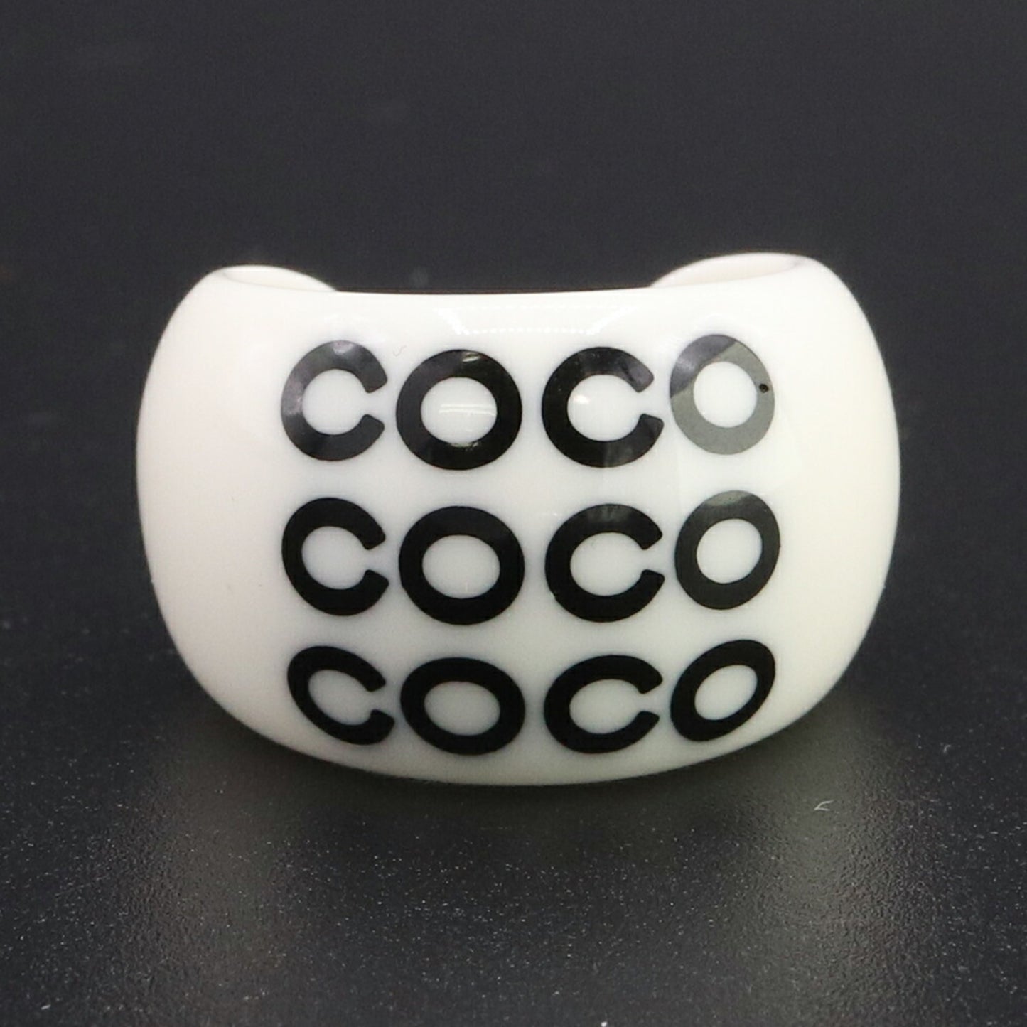 Chanel COCO Ring A16507 Ivory Black 01P 2001 Model Size 13/US 6.5-7 Women's CHANNEL