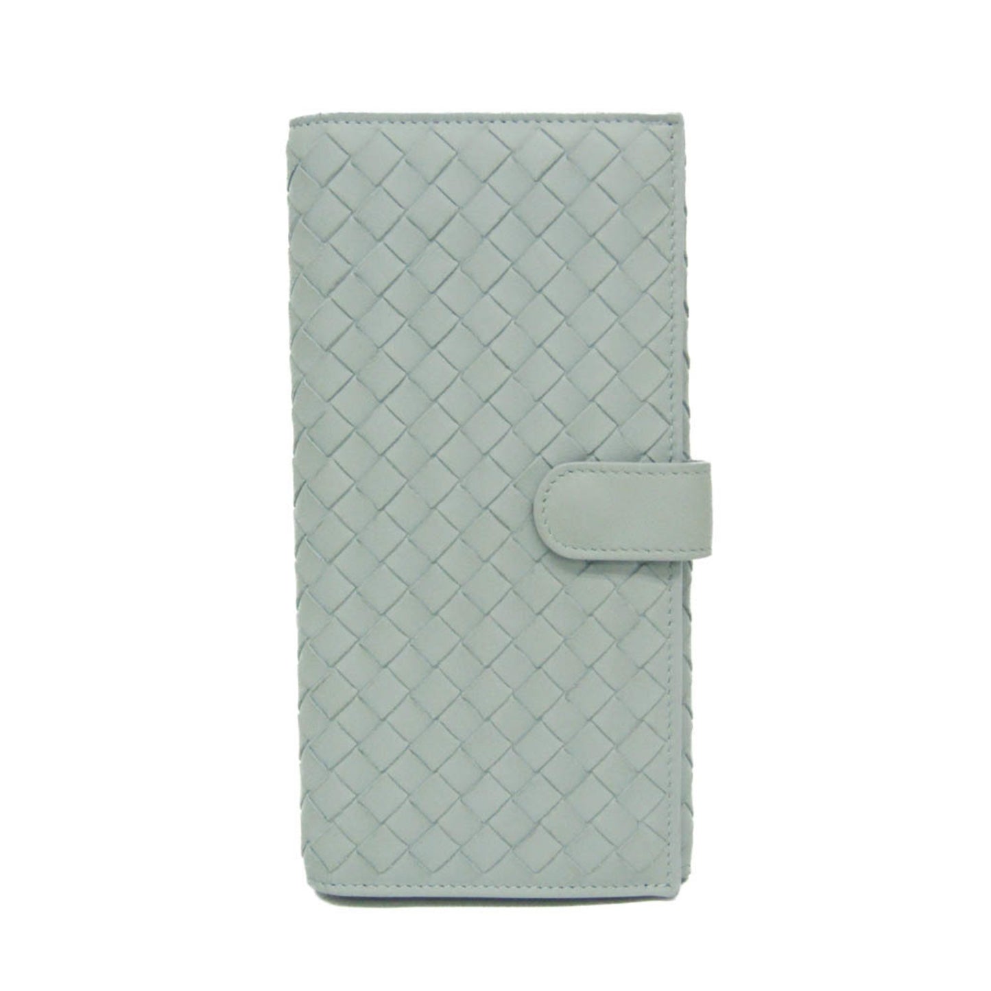 Bottega Veneta Intrecciato Men,Women Leather Long Wallet (bi-fold) Light Blue Gray