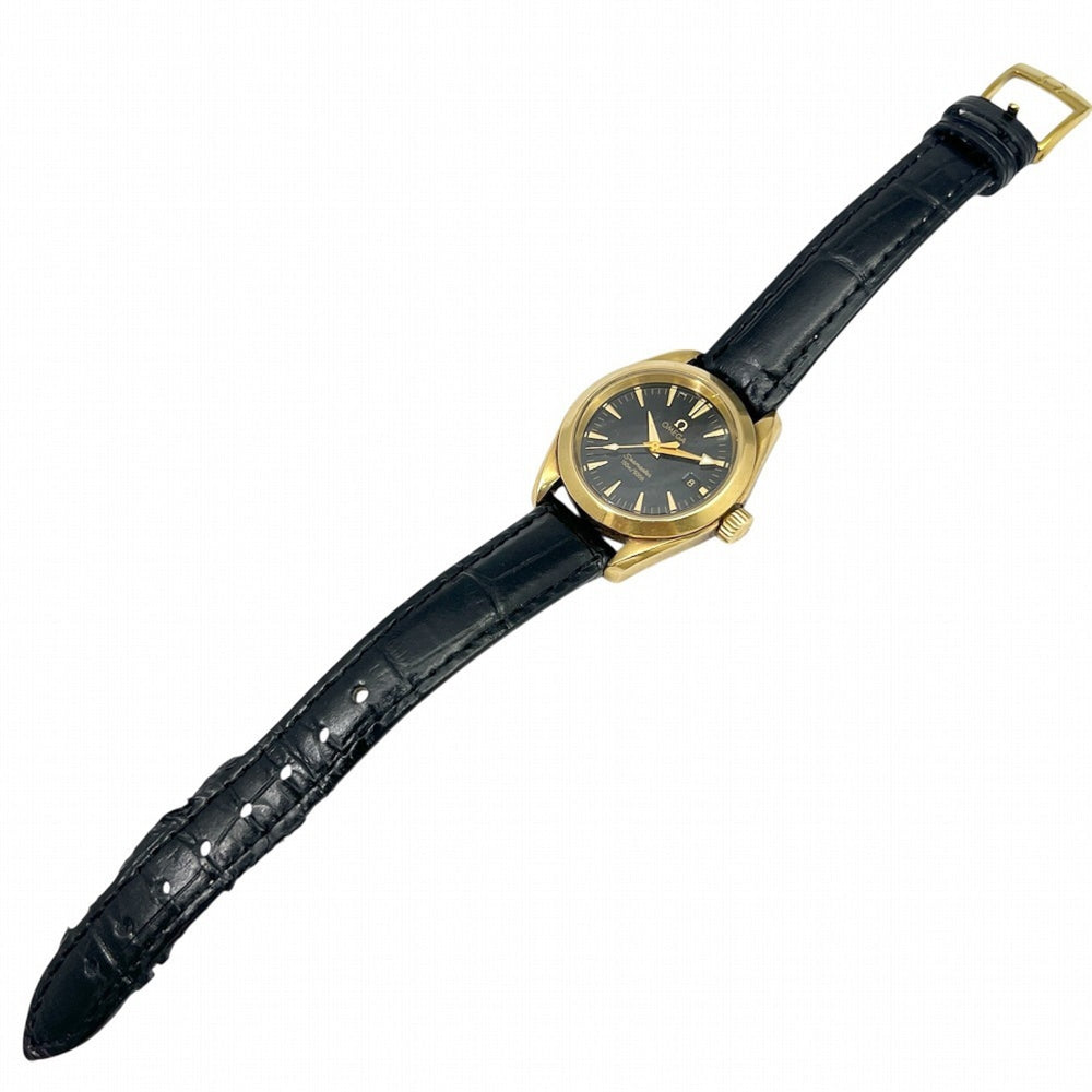 OMEGA Seamaster Aqua Terra 150m K18YG Black Dial Quartz Watch 2677.50.32 Leather Strap for Men and Women — Very Good