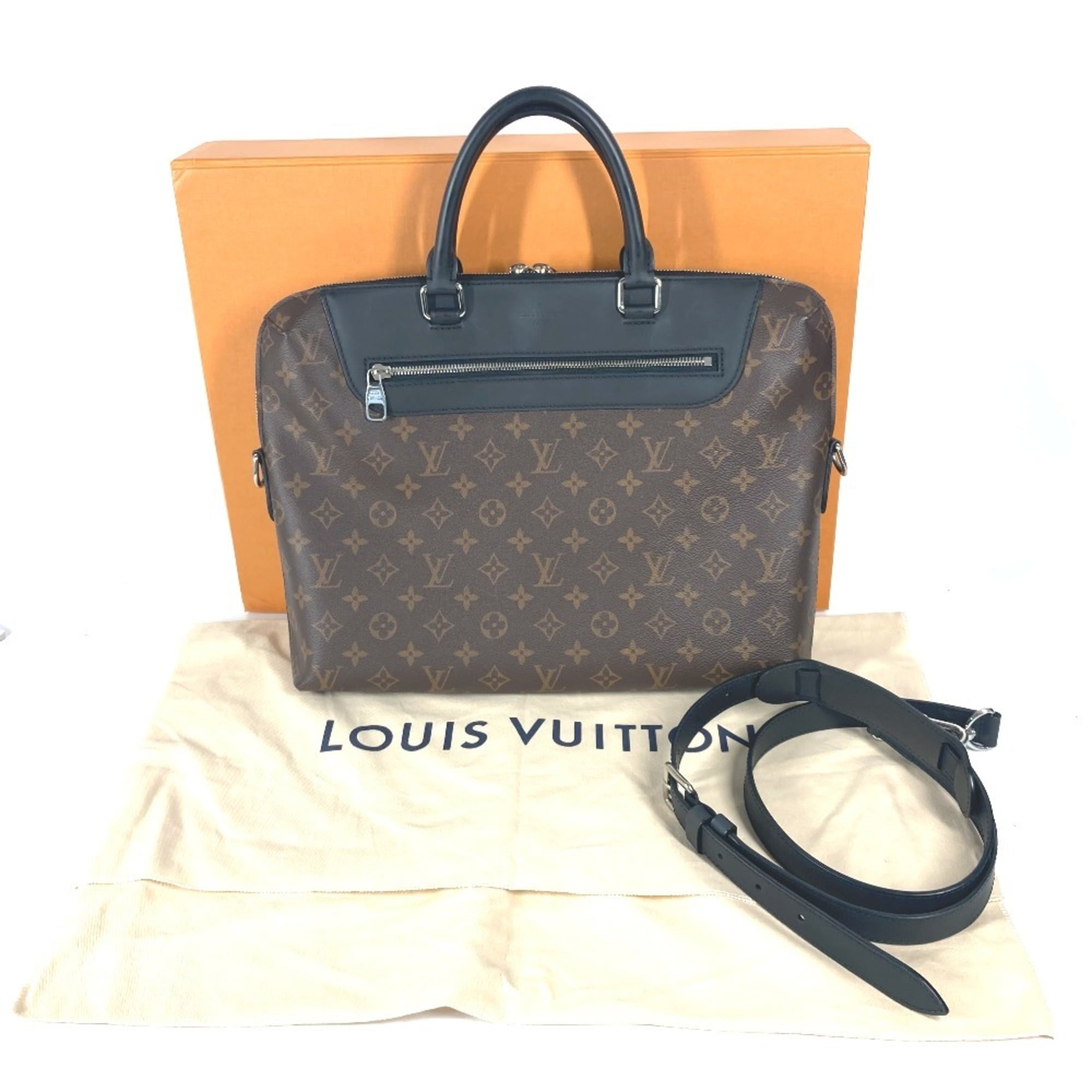 LOUIS VUITTON M54019 Monogram Macassar Porte Document Jour PDJ Bag Shoulder Tote Handbag Canvas Men's Brown G-241125-30 — Like New