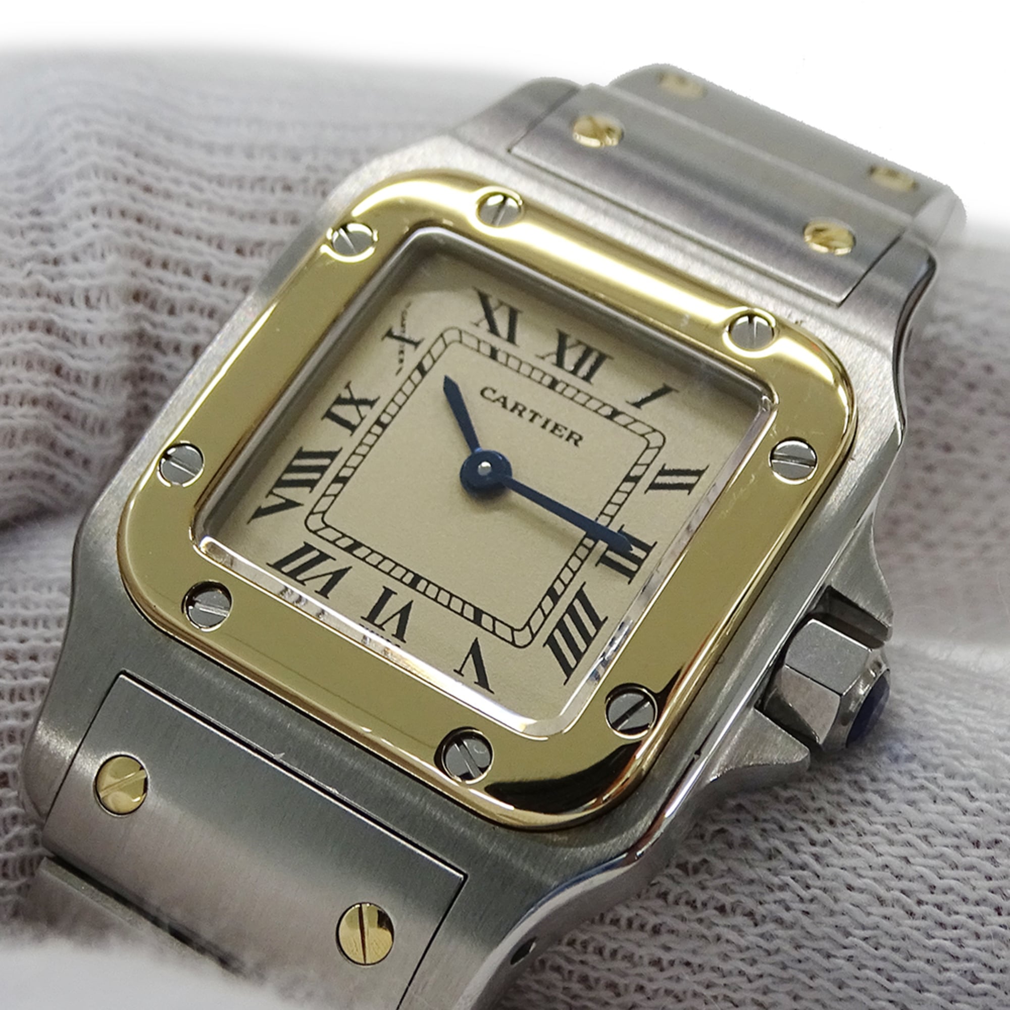 Cartier women's watch, Santos Galbee SM, quartz movement, stainless steel (SS), gold (YG), W20012C4 — Good