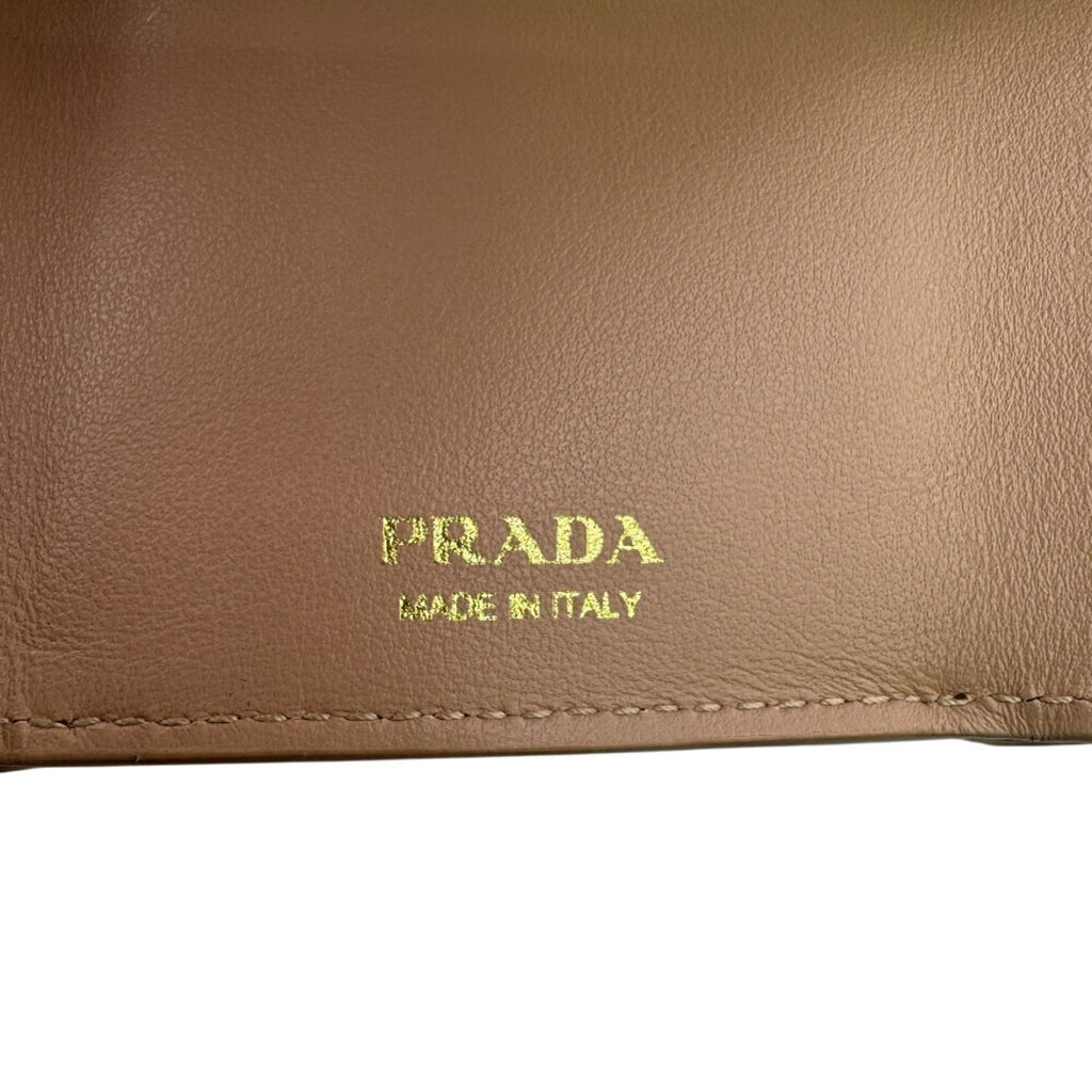 PRADA 1MH021 Compact Wallet, Vitello Move Tri-fold Pink, Women's