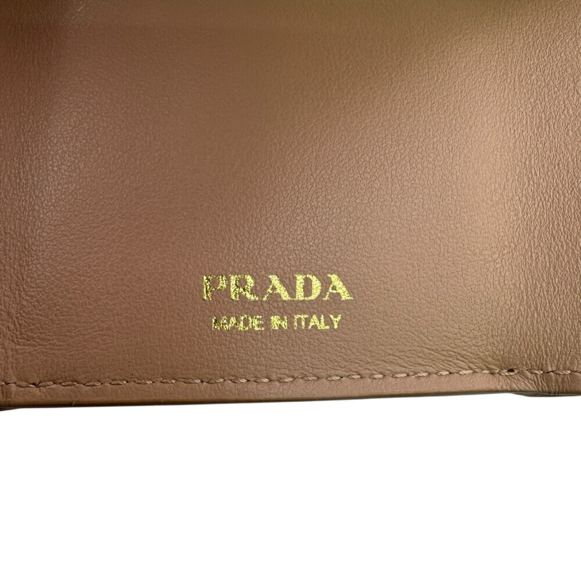 PRADA 1MH021 Compact Wallet, Vitello Move Tri-fold Pink, Women's