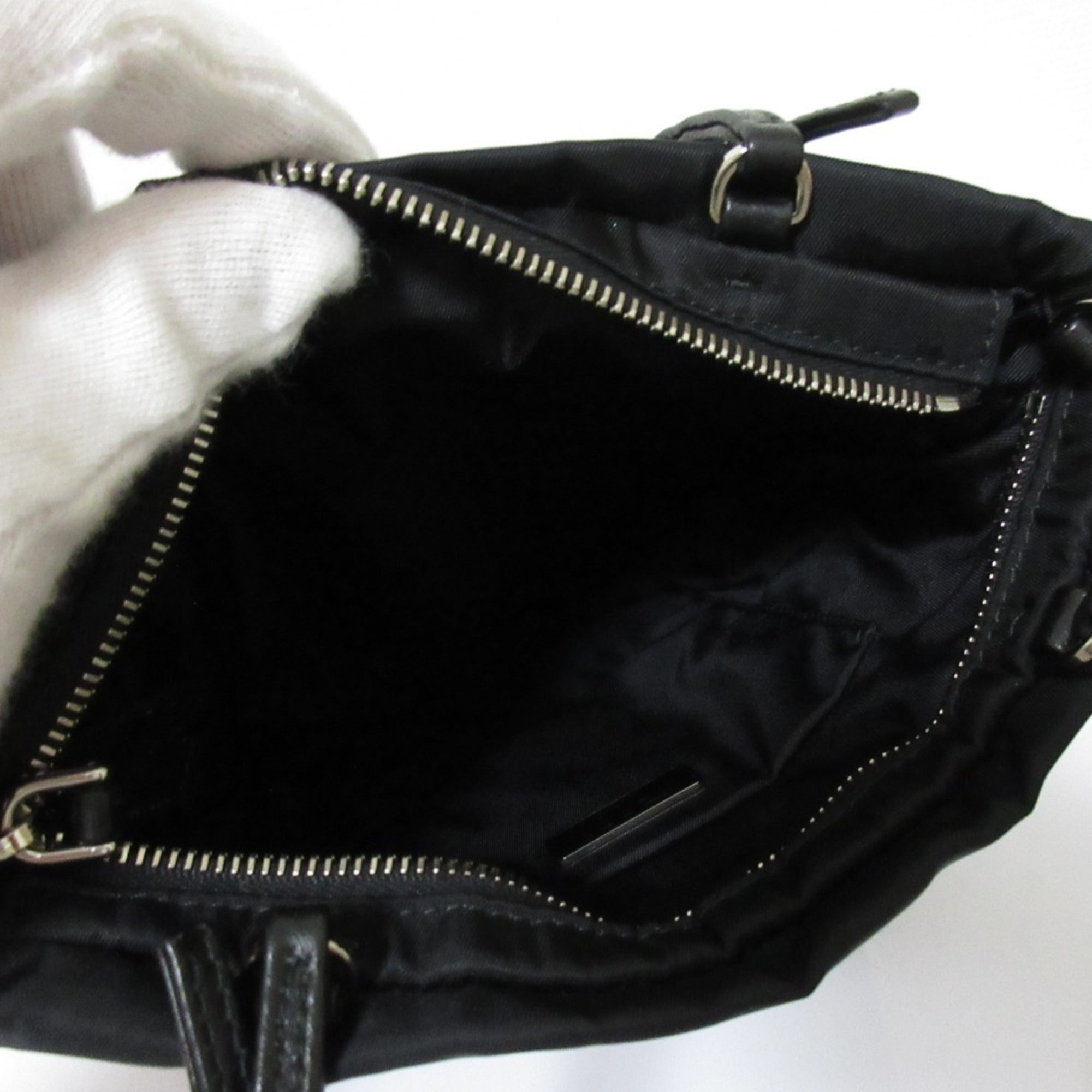 PRADA Tessuto Nylon Triangle 2-Way Chain Shoulder Bag 1BA252 Black Women's — Like New