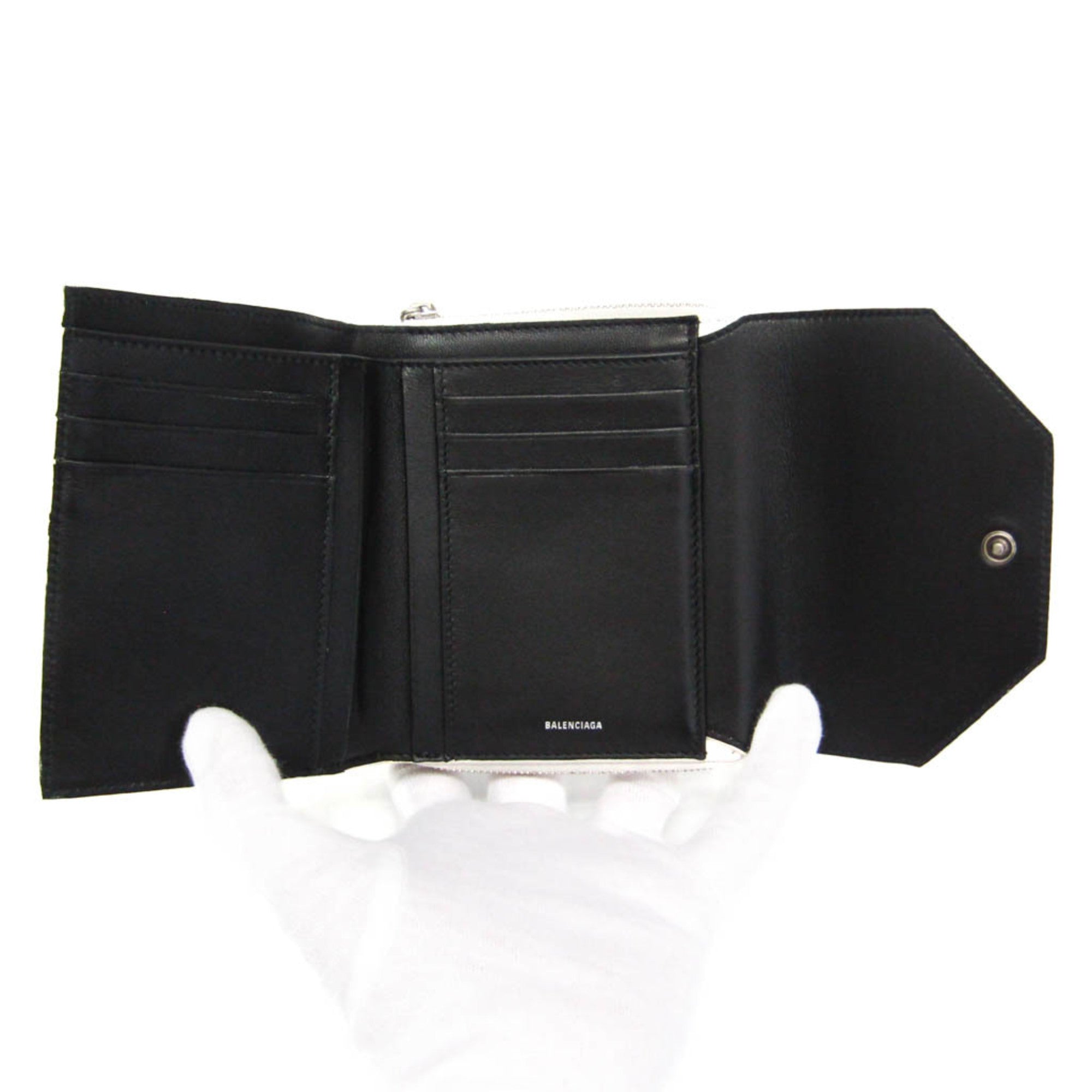 Balenciaga Envelope Compact Wallet 753762 Men,Women Leather Wallet (tri-fold) Black,Off-white