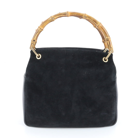 Gucci Bamboo 000 3444 Leather Handbag Black Tote Women's