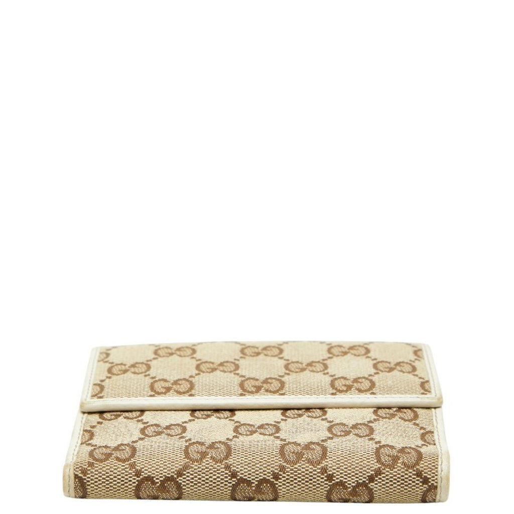 Gucci GG Canvas Bifold Wallet 212090 Beige Ivory Leather Women's GUCCI