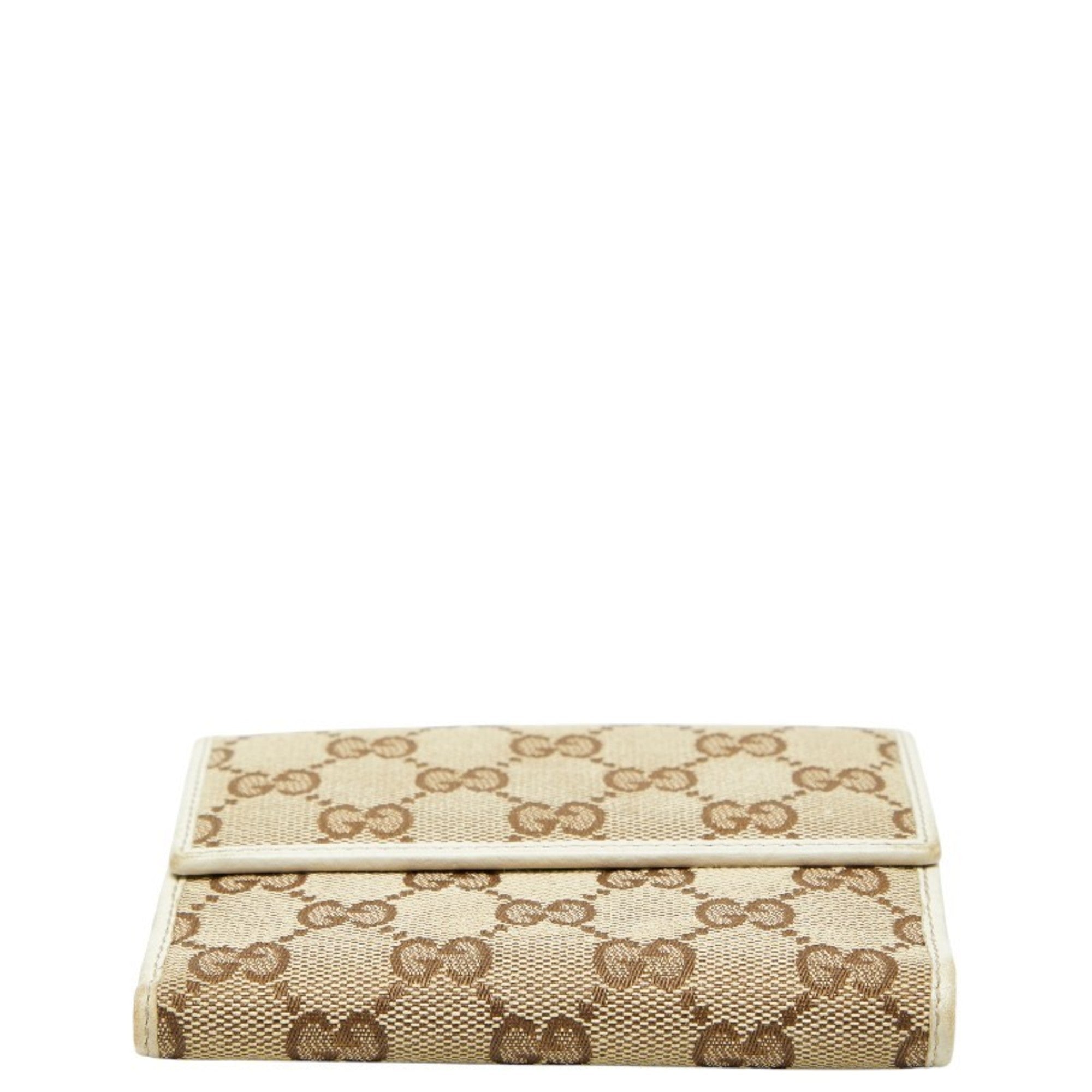 Gucci GG Canvas Bifold Wallet 212090 Beige Ivory Leather Women's GUCCI