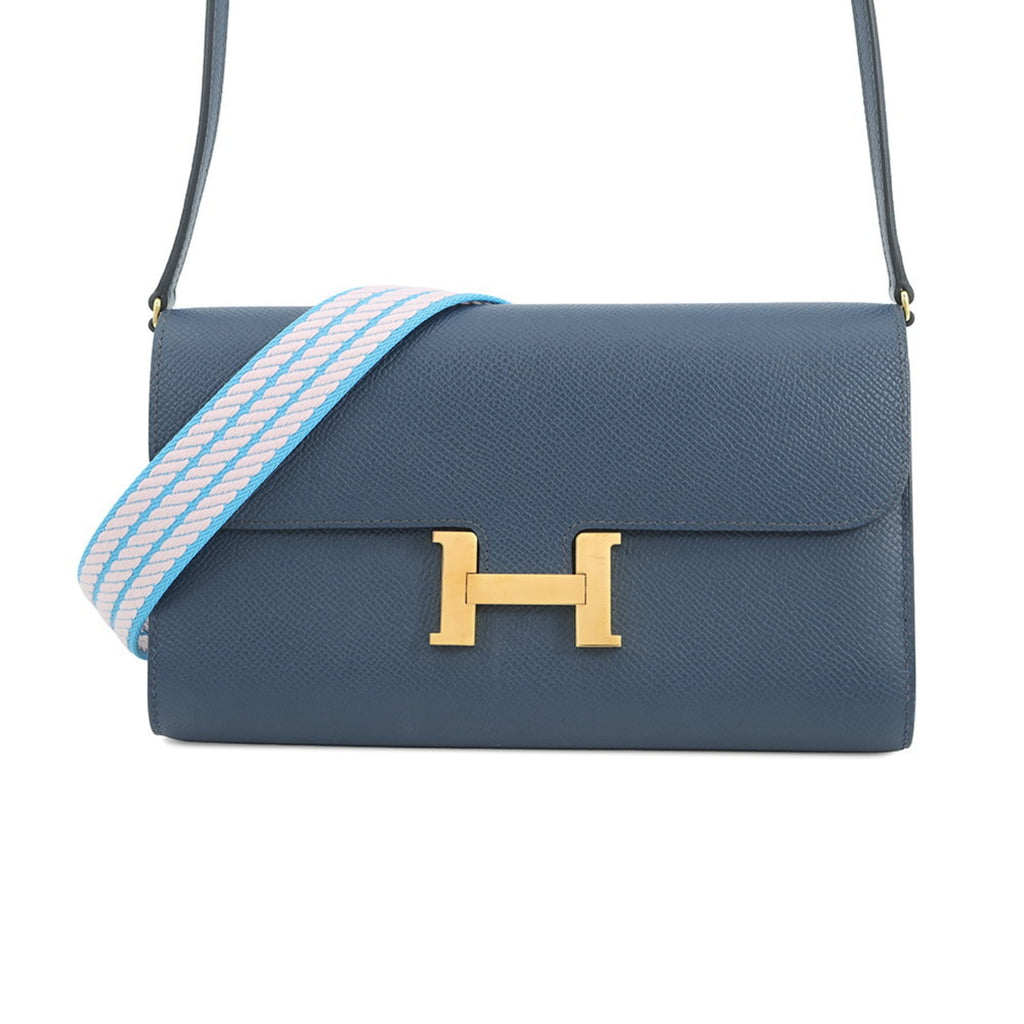 Hermès Constance To-Go Long Wallet in Sangle Cordage, Deep Blue/Epson, W Stamp, Wallet, Shoulder HERMES WALLET