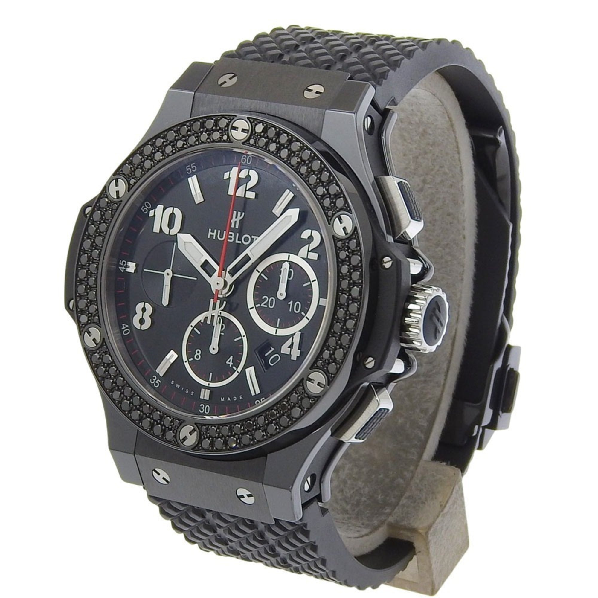 Hublot Big Man Black Magic Watch, Diamond Bezel, 301.CV.130.RX.110, Ceramic x Titanium Rubber, Black, Automatic Chronograph, Dial, Men's Watch — Very Good