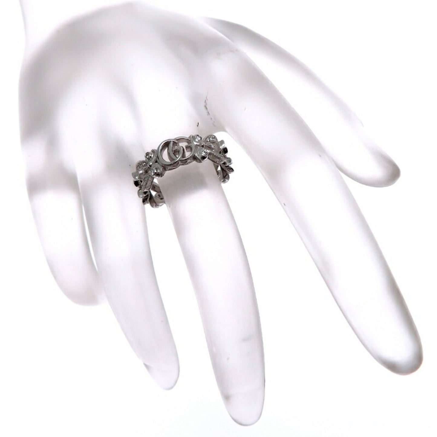 Gucci Flora Diamond Women's Ring, 750 White Gold, Size 6