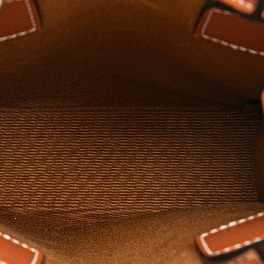 Celine Triomphe Mini Vertical Cabas Handbag/Shoulder Bag, 2-Way, White/Brown Leather, Women's, CELINE