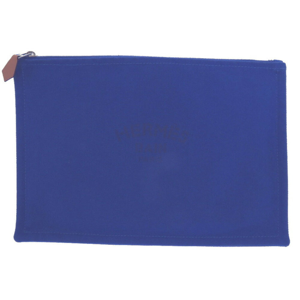Hermes Flat Pouch MM Canvas Blue 0275HERMES — Like New