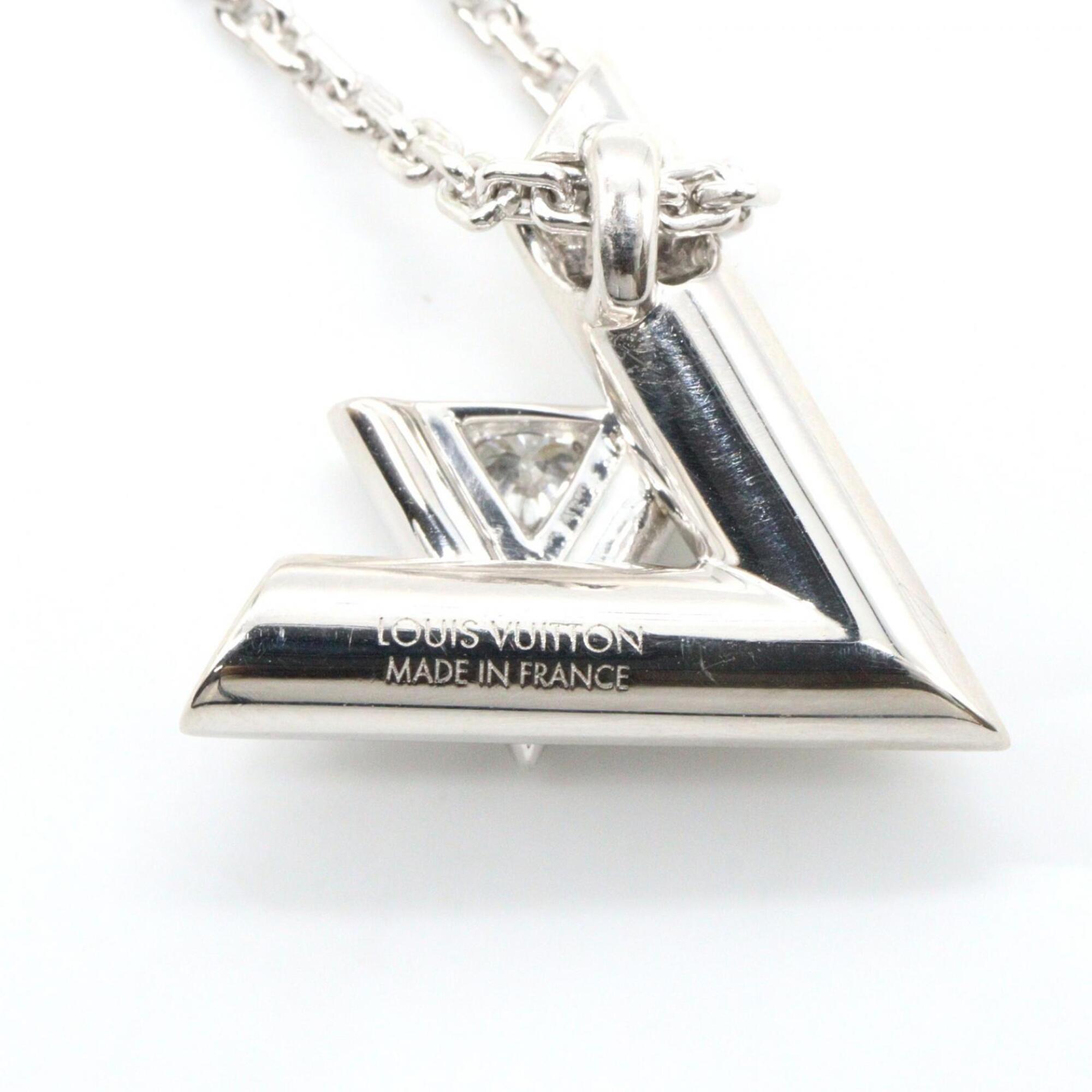 Louis Vuitton Pendant Volte 1 GM Diamond Necklace, 18K White Gold (18KWG), Diamond, Men's/Women's, Silver/Clear Tone — Like New