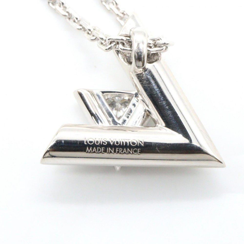 Louis Vuitton Pendant Volte 1 GM Diamond Necklace, 18K White Gold (18KWG), Diamond, Men's/Women's, Silver/Clear Tone — Like New