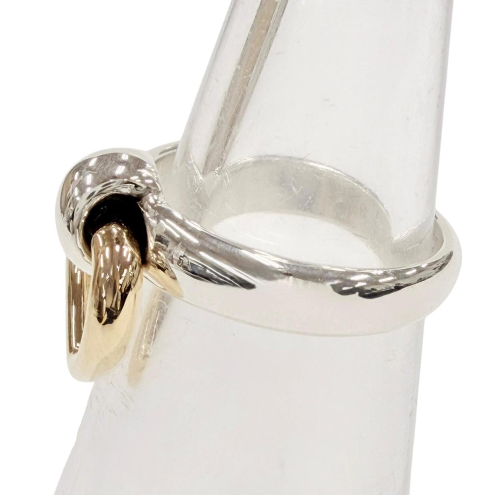 HERMES Heart Knock Ring, 925/750 Combination, Silver/Gold, Size 49, Weight 4.8g, Women's — Like New