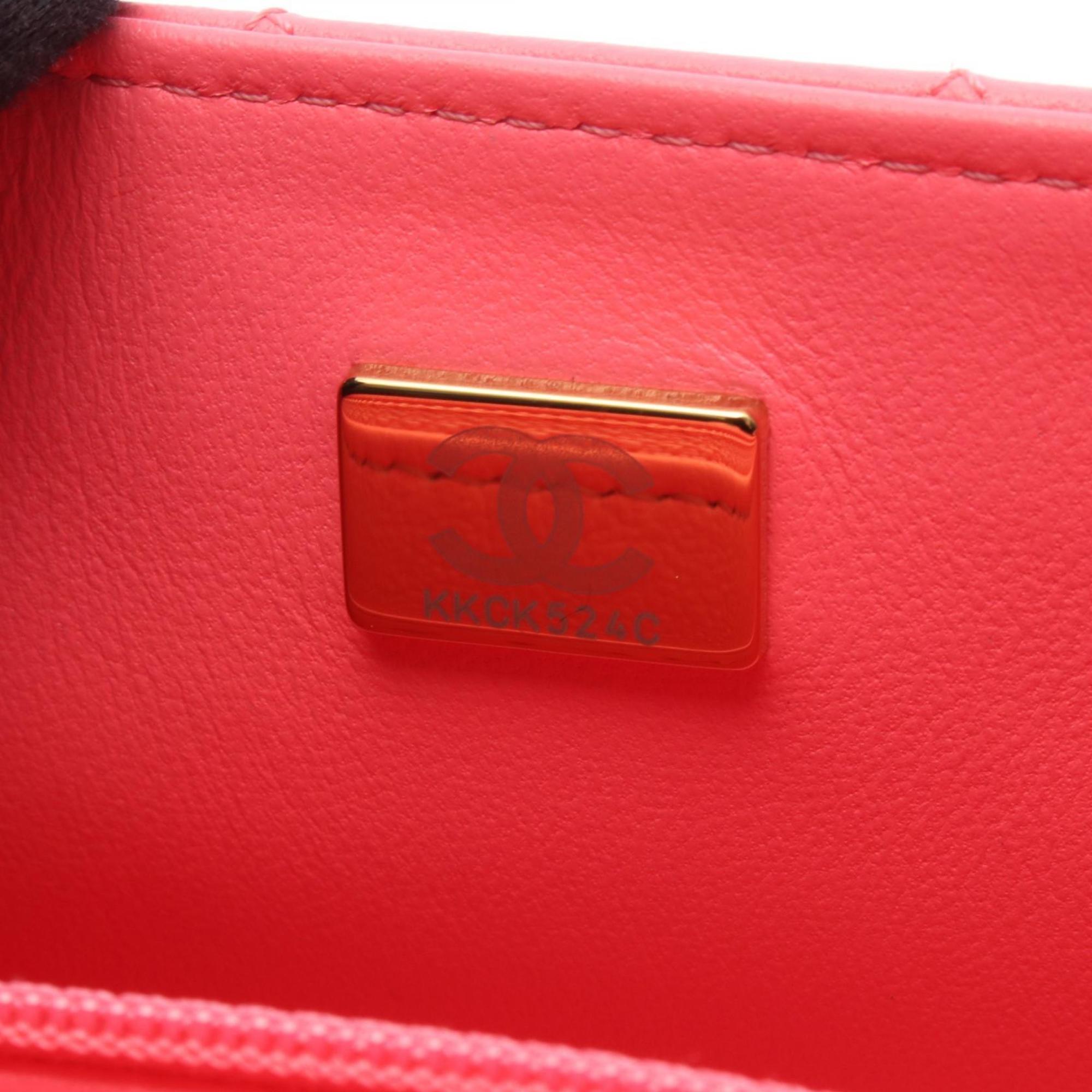 CHANEL Mini Matelasse 20 Shoulder Bag, Leather, Women's, Pink, A69900