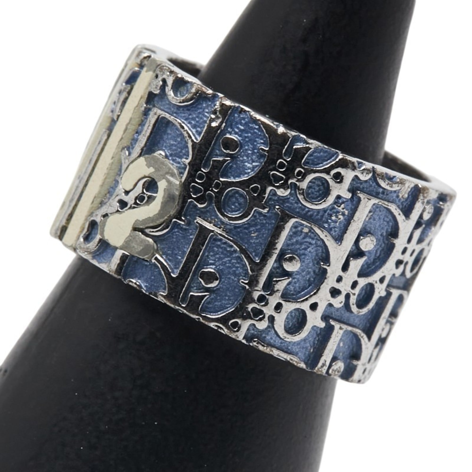 Christian Dior Dior Trotter Ring #6 Silver Blue Metal Women's