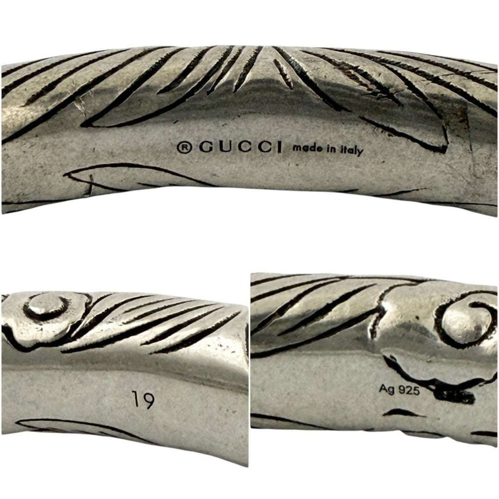 Gucci Men's Anger Forest Wolf Bangle Bracelet in Silver