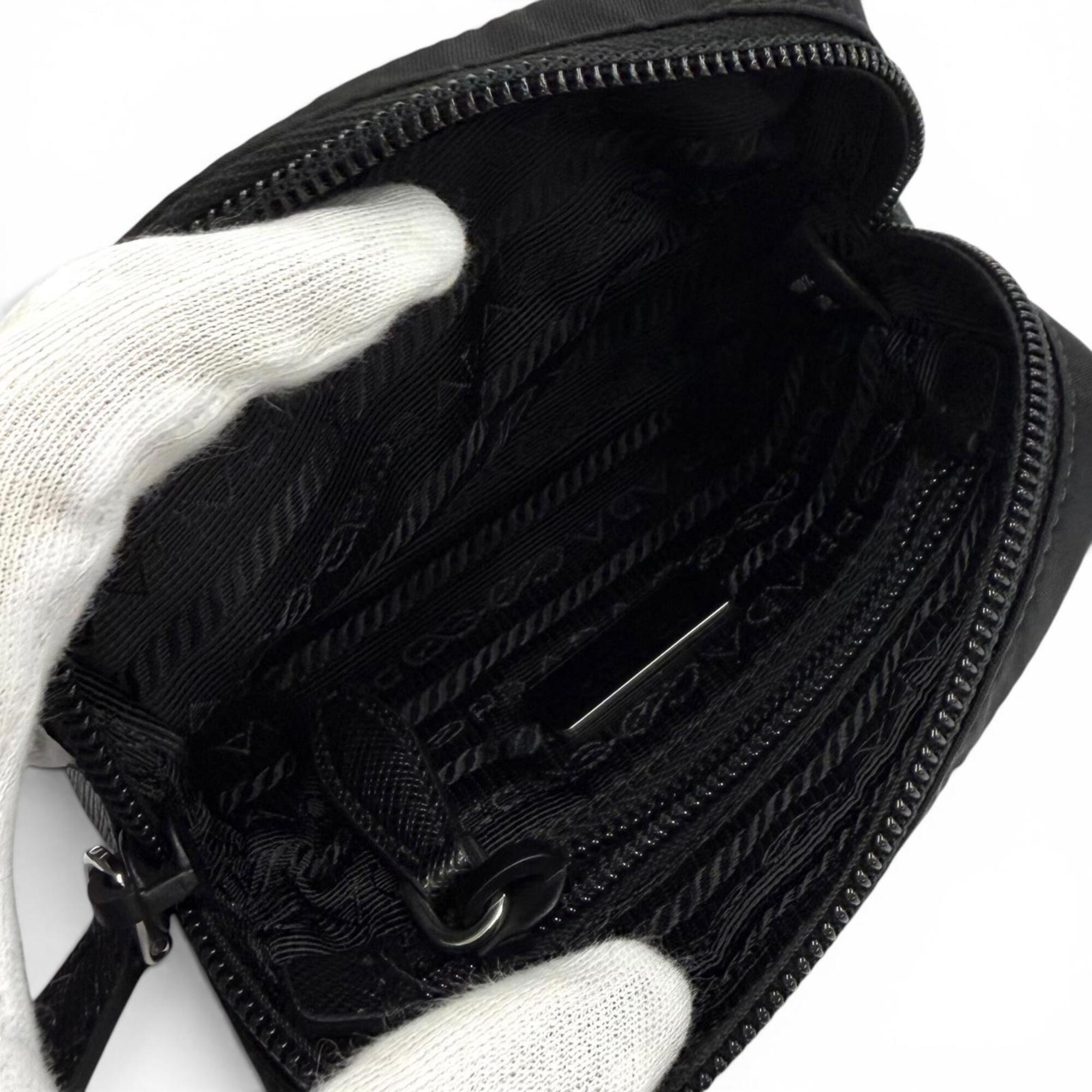 PRADA 1ND339 Micro Re-Nylon Pouch Small Triangle Logo Makeup Black Made in Italy Women's — Like New