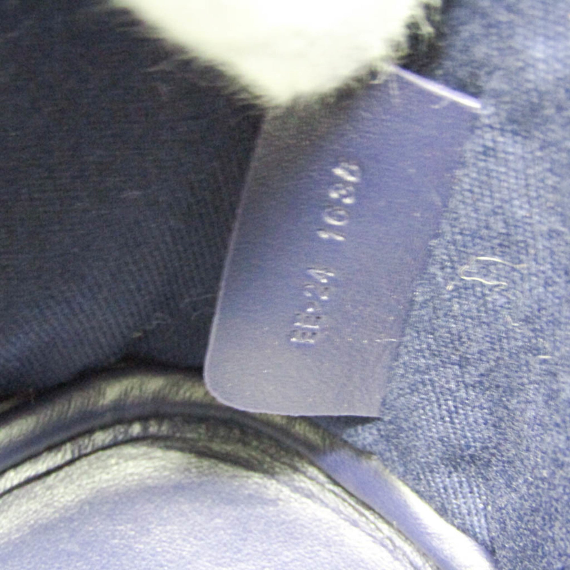 Salvatore Ferragamo Logo EE-24 1638 Women,Men Leather,Cotton Pouch Cream,Navy — Like New