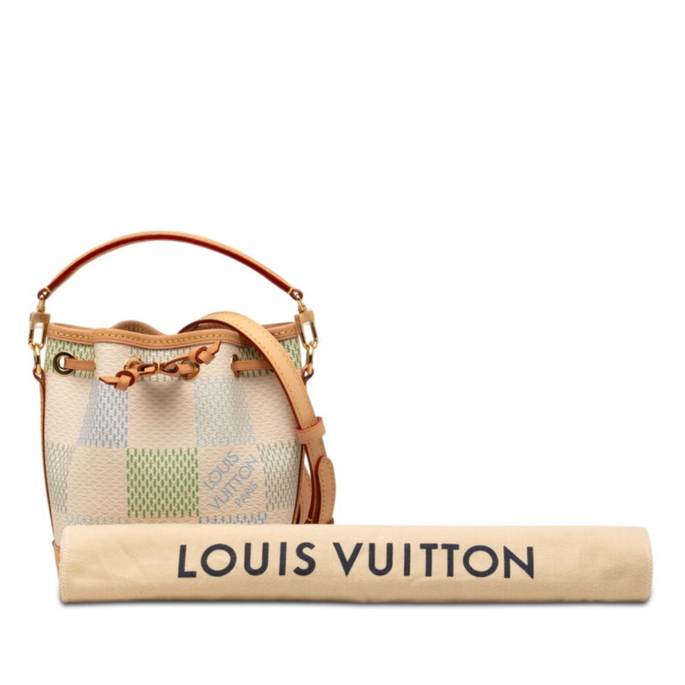 Louis Vuitton Damier Riches Nano Noe Shoulder Bag 2-Way Handbag N40640 Pistachio Green Leather Women's LOUIS VUITTON — Like New