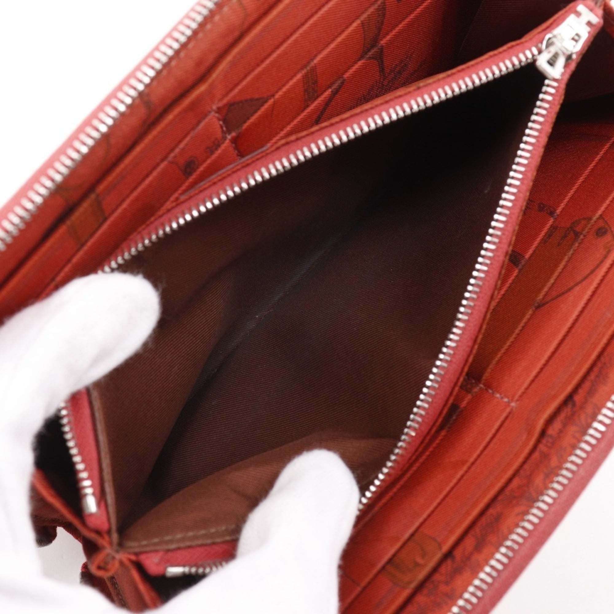 Hermes HERMES Azap Silk in Long Wallet Veau Epsom 2010 Red □N Zipper Women's