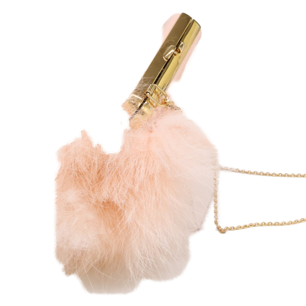 FENDI 7AS051 AL9E First Nano Fox Fur Chain Shoulder Pouch Bag Pink Women's — Like New
