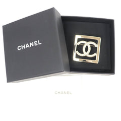 CHANEL A23P Coco Mark Rhinestone Brooch, Gold, with Box, Made in France, Women's — Like New