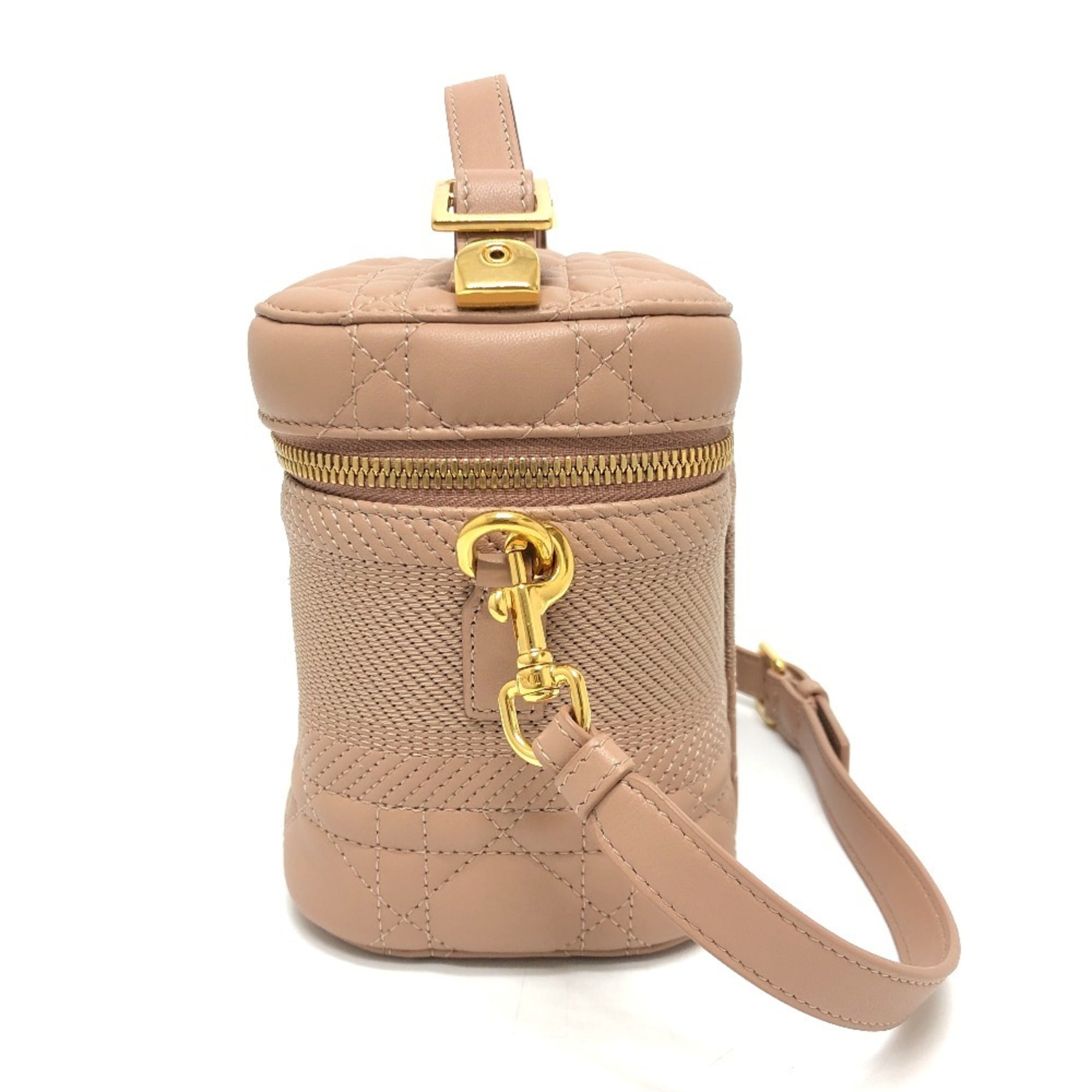 Christian Dior Dior Travel Small Vanity Bag Cannage Stitch Handbag Lambskin Canvas Women's Pink E-240503-12 — New - Store Return
