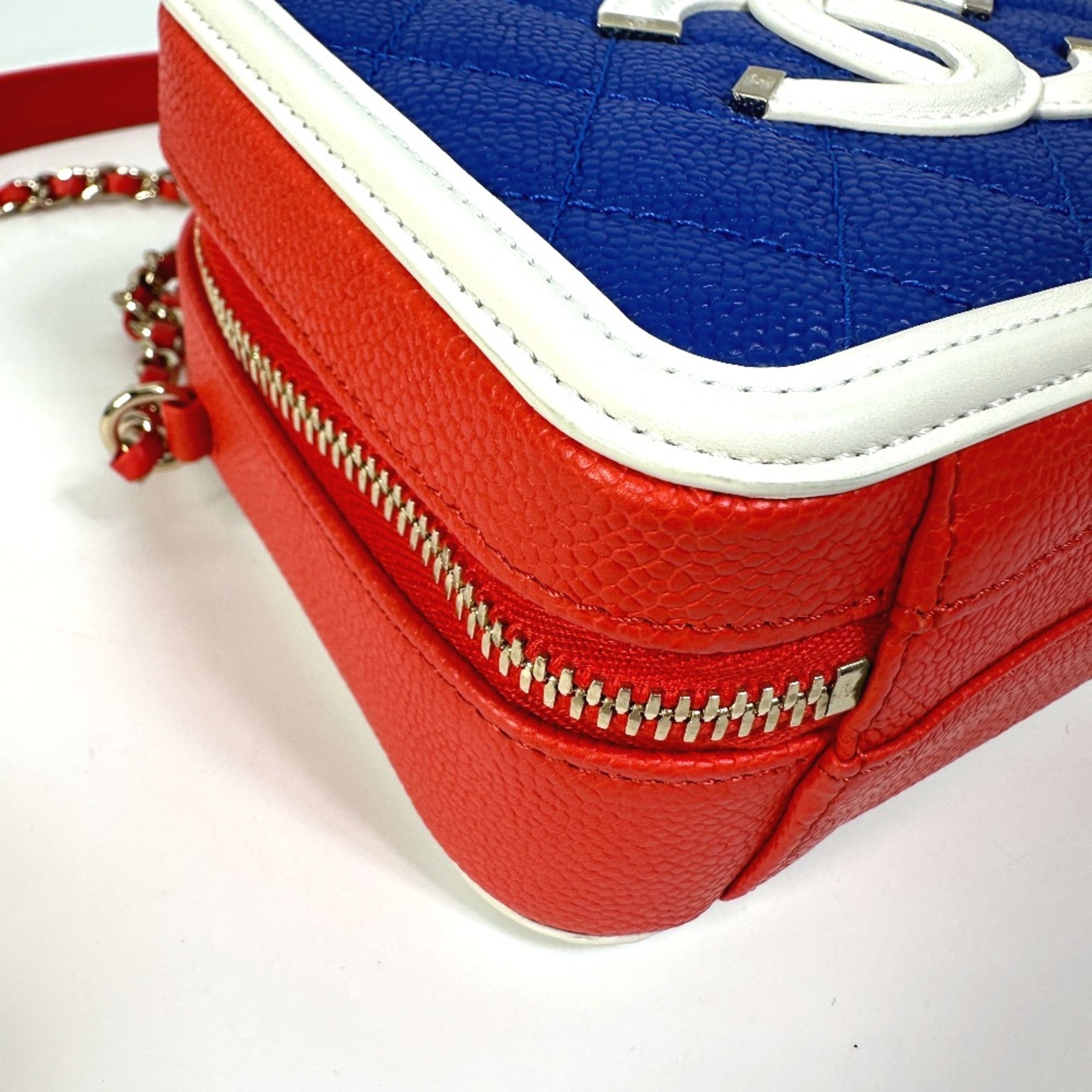 Chanel A93342 CC Mark Tricolor Shoulder Bag Red — Like New