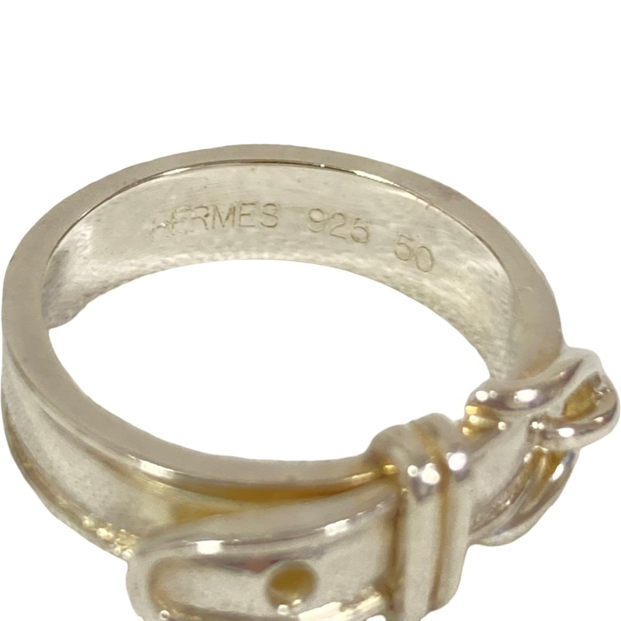 HERMES Vintage Ceinture Ring, 925 Sterling Silver (Equivalent Size), Men's/Women's — Like New