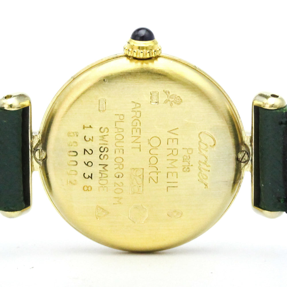CARTIER Must Colisee Gold Plated Leather Quartz Ladies Watch 590002 — Good