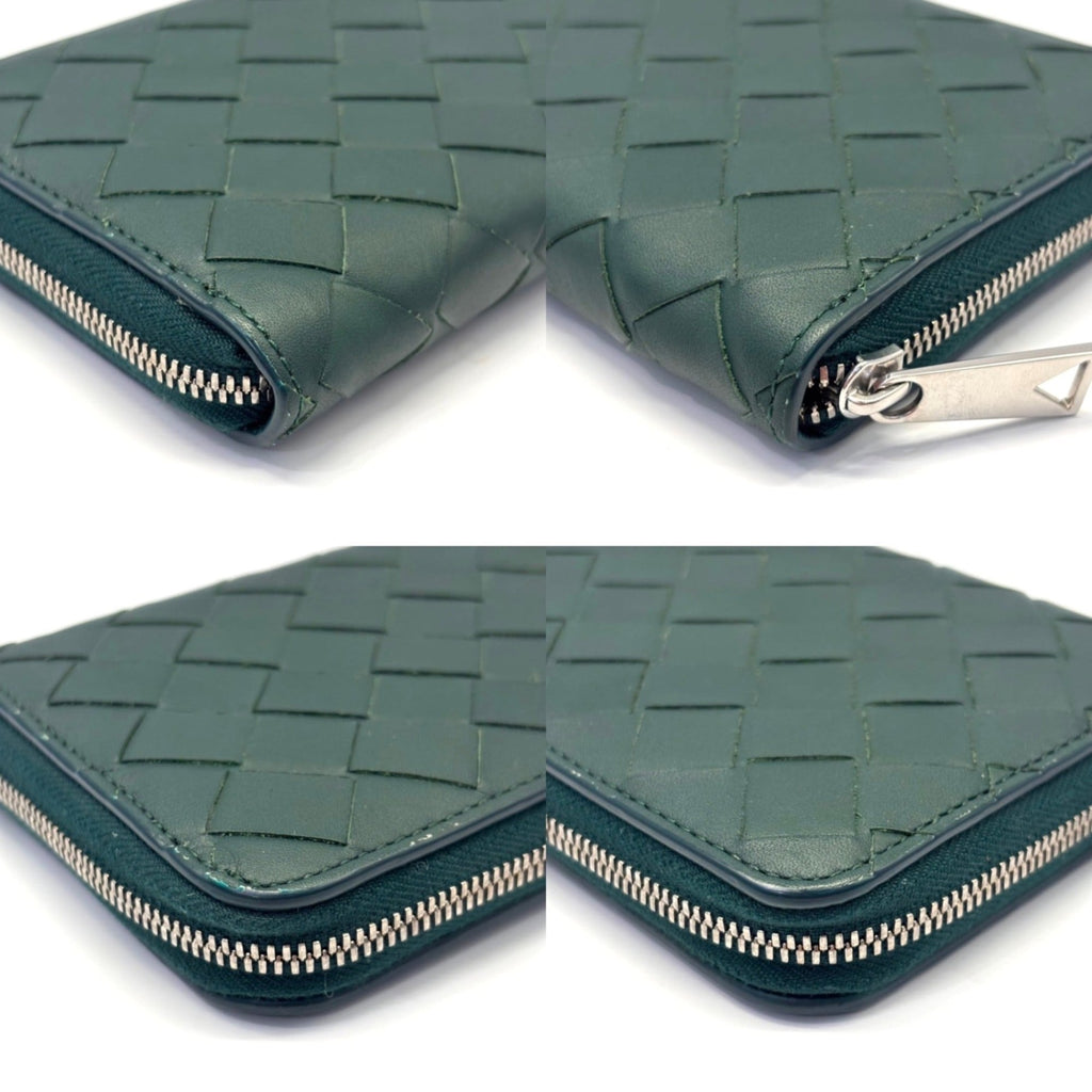 Bottega Veneta Intrecciato Round Long Wallet Khaki Green 593217