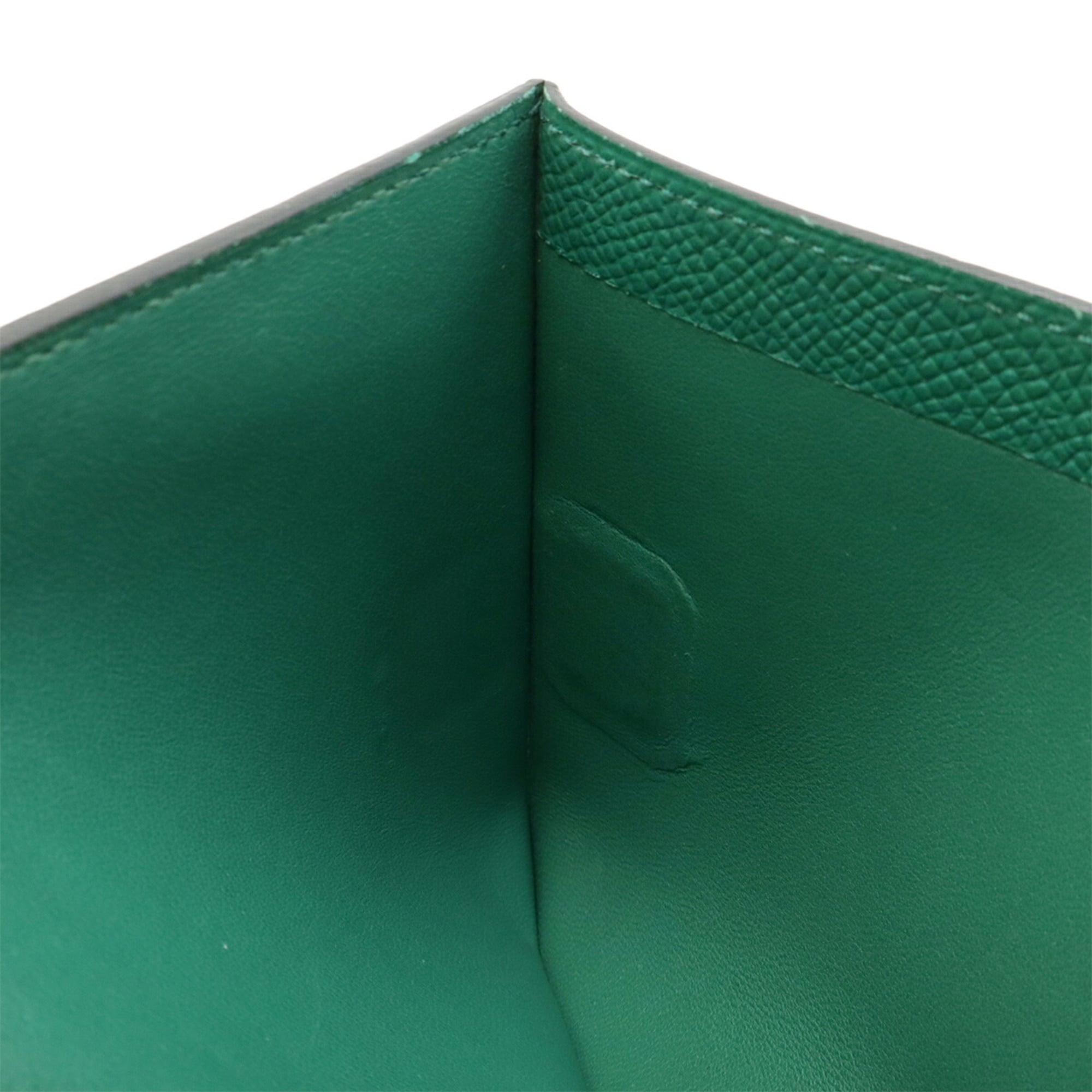 HERMES Bearn Compact Bi-fold Wallet, Epsom Leather, Bamboo, Green, C Stamp