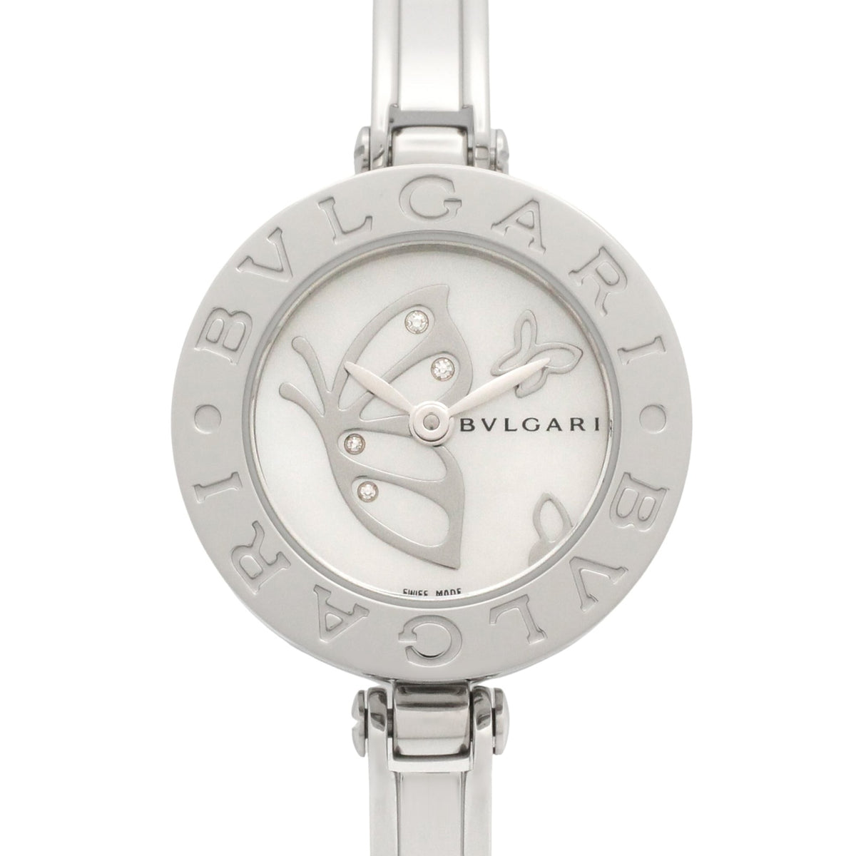 Bulgari BVLGARI B-zero1 Butterfly Watch, Stainless Steel, Diamond, Women's, White/White Shell, BZ22S — Very Good