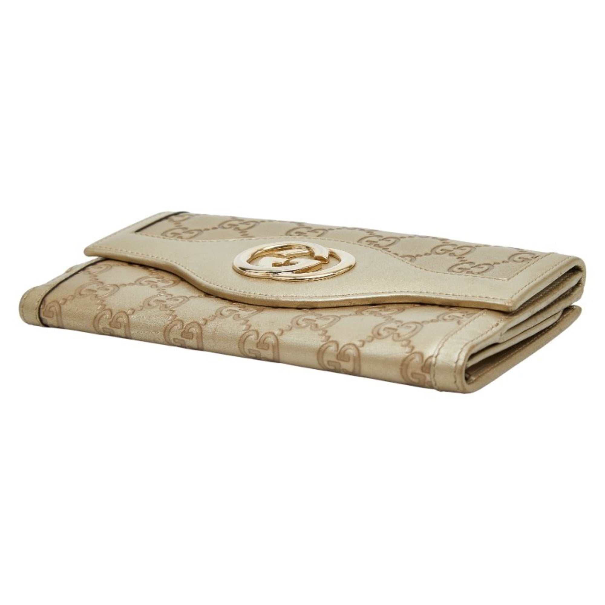 Gucci Interlocking G Long Wallet 282426 Gold Leather Women's GUCCI